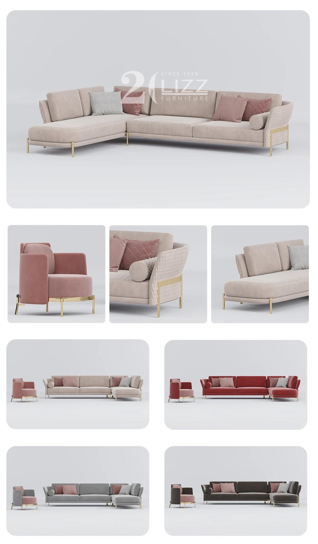Contemporary Newly Design Stylish Chic Style Velvet Living Room Couch Leisure Fabric Sofa