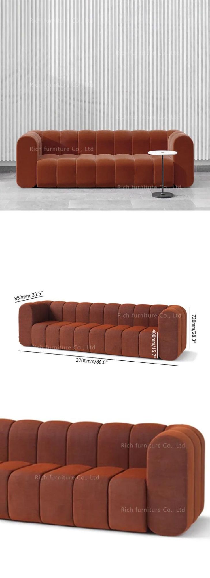 Italy Design Home Sofa Couch Living Room Furniture Leisure Luxury Fabric Sofa