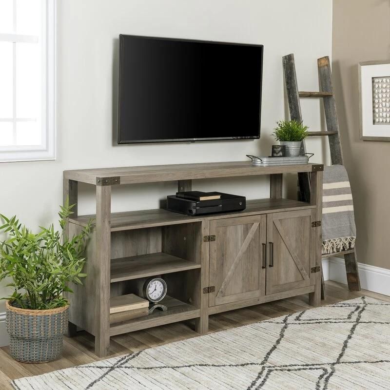 Living Room Furniture Gray Wash Storage TV Stand for Tvs up to 65 Inches