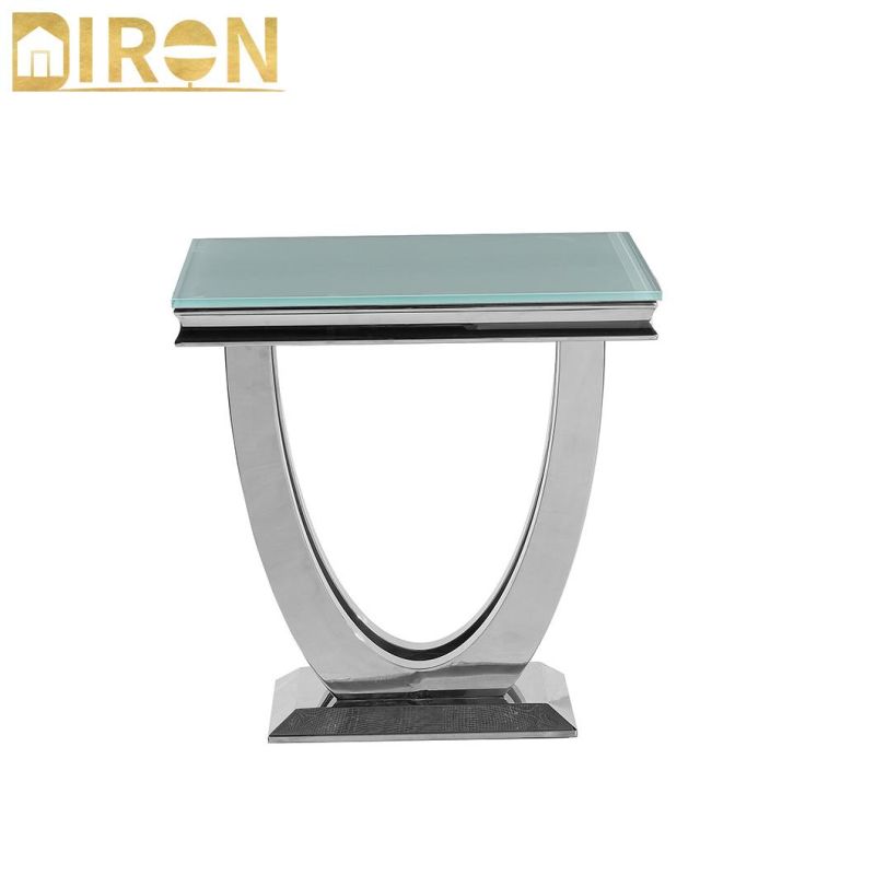 Modern Designed Metal Furniture Rectangle Side Table Coffee Table with Tempered Glass Top