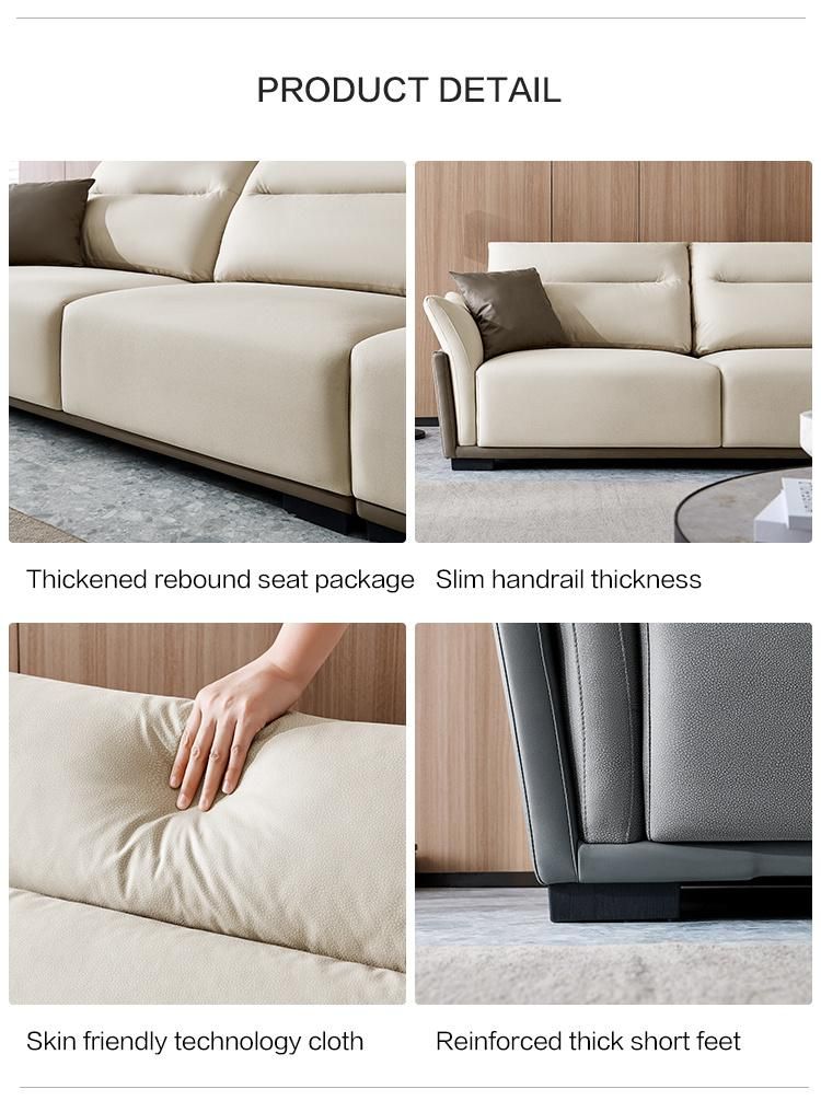 Hot Down with Armrest Corner Sectional L Shape Furniture Genuine Leather Sofa Tbs060