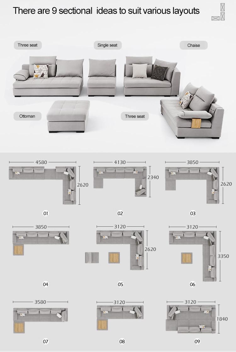 Linsy Sectional Home Furniture Fabric Sofa Set Design 996