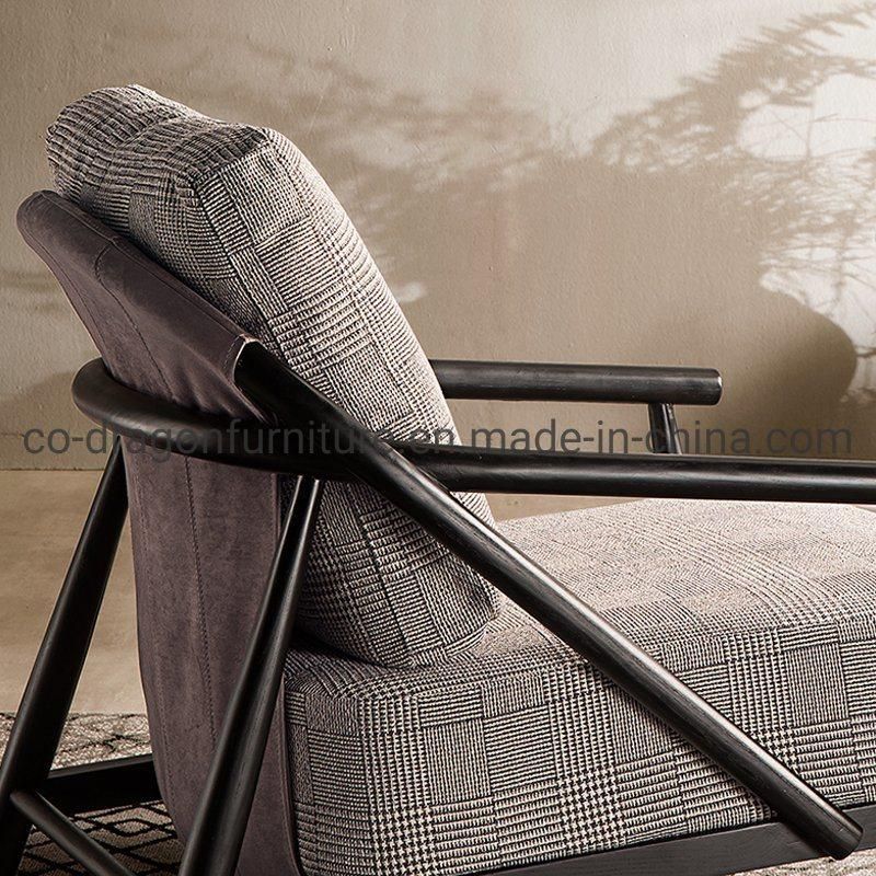 2021 Modern Home Furniture Fabric Leisure Chair with Wooden Arm