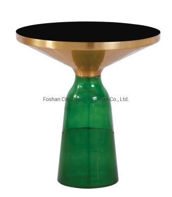 2020 New Luxury Antique Colorful Glass Leg Brushed Brass End Table