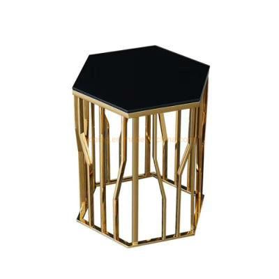 Living Room Black Marble Top Gold Coffee Table Modern Round Tea Table Sofa Side Simple Wrought Steel Golden Frame Table