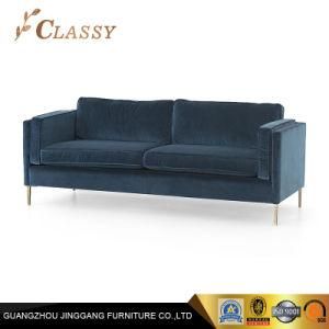 Metal Office Furniture with Blue Velvet Living Room Long Sofa