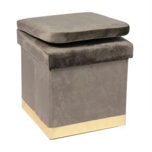 Knobby Factory Price Velvet Folding Storage Ottoman