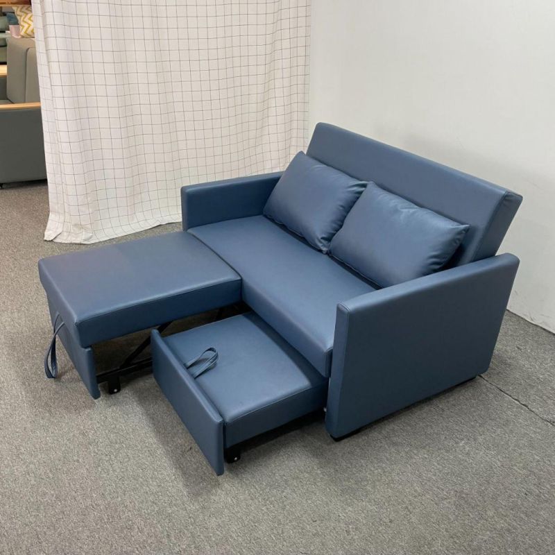 Modern Minimalist Blue Tech Cloth Living Room Bedroom Apartment Sofabed