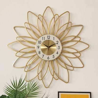 Gold Indoor Silent Battery Operated Metal Decorative Clock European Industrial Vintage Large Iron Wall Clock