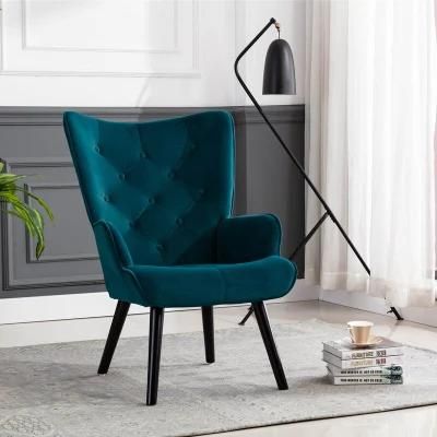 Roomy Velvet Upholstered Wingback Arm Chair Living Room Chair