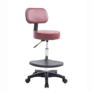 Stainless Steel Adjustable Barber Drafting Stool with Back Cushion and Bracket Chair Colorful