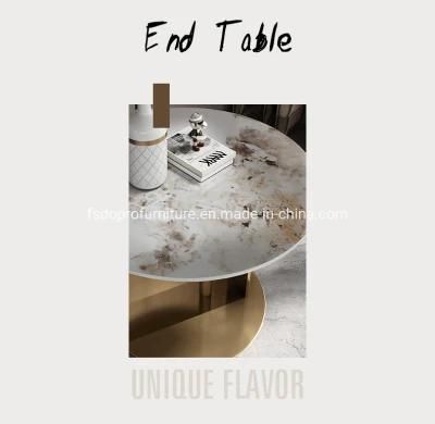 Sintered Stone Marble Hot Sale Side Table in Gold or Black