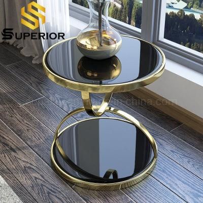 Hot Sale Black Glass Side Table For Home And Hotel