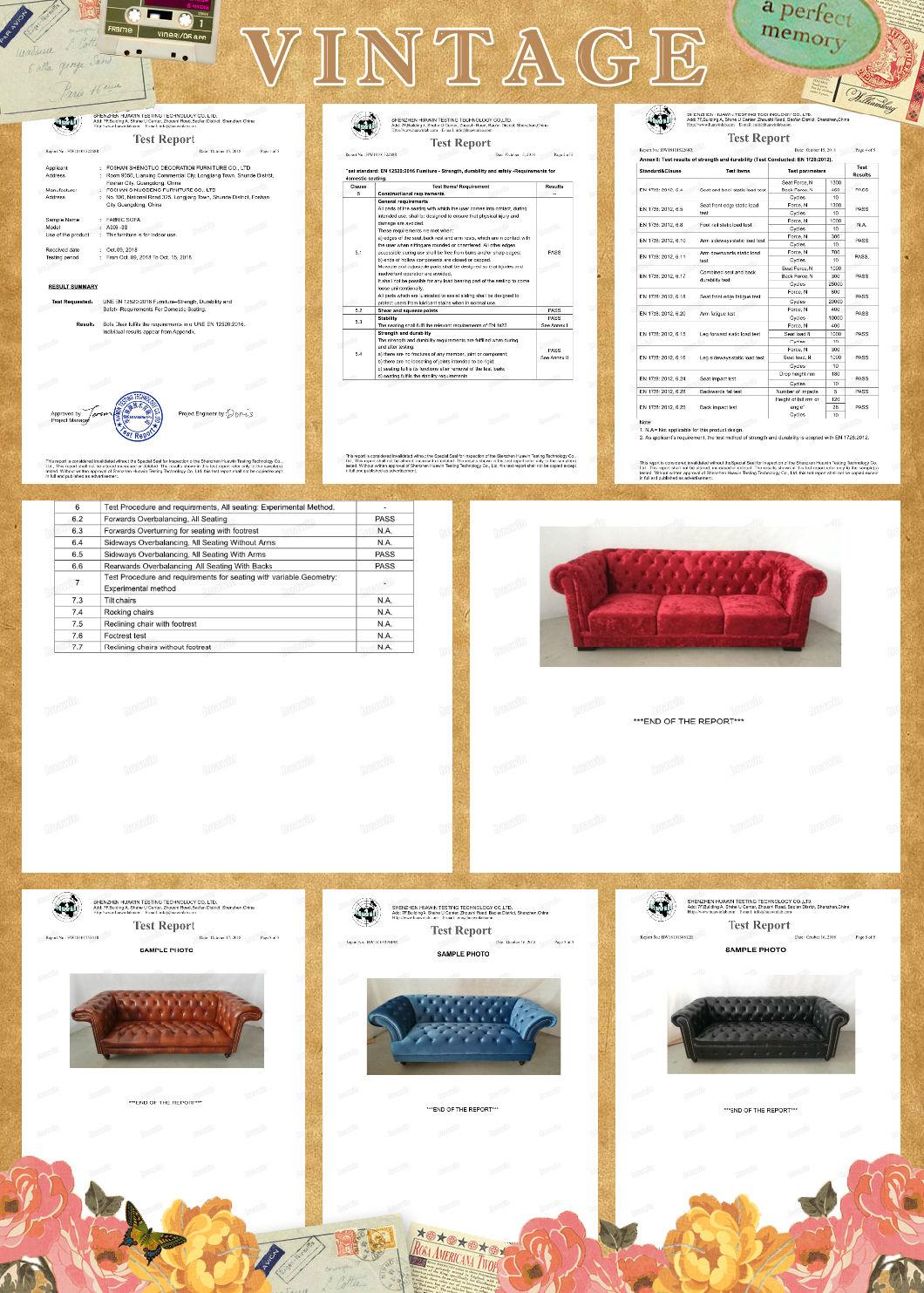 New European Classic Style Top Grain Leather PU PVC Fabric 1 2 3 Seater Home Furniture Comfort Living Room Sofa