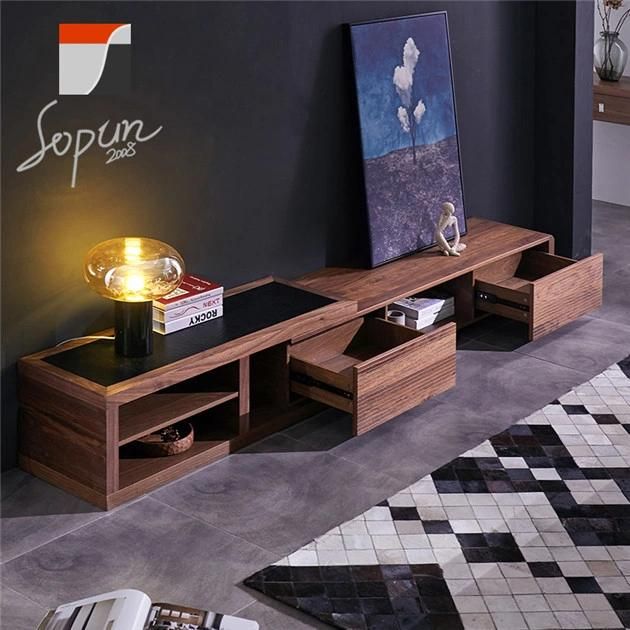 2021 New Model Melamine Board Brown Wood TV Stand Cabinets