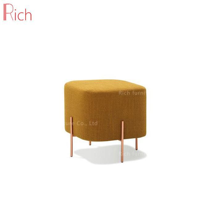 Wooden Stool Ottoman Footstool with Fabric Cover Square Molding Pouf