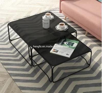 Small Office Patio Furniture Rectangle Tempered Glass Coffee Table for Living Room