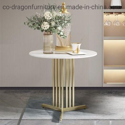 Modern Home Furniture Gold Steel Coffee Table with Marble Top