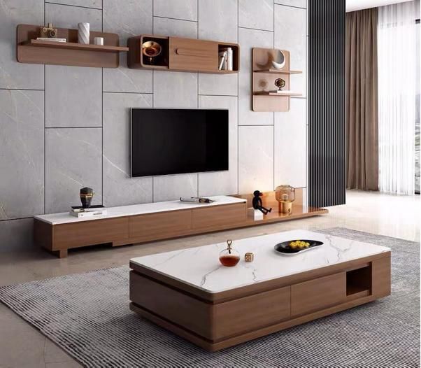 Modern Living Room Wood Mirror Jewellery Storage Coffee Table