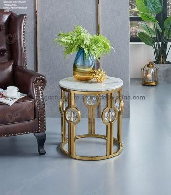 Luxury Stainless Steel Round End Table Side Table with Top