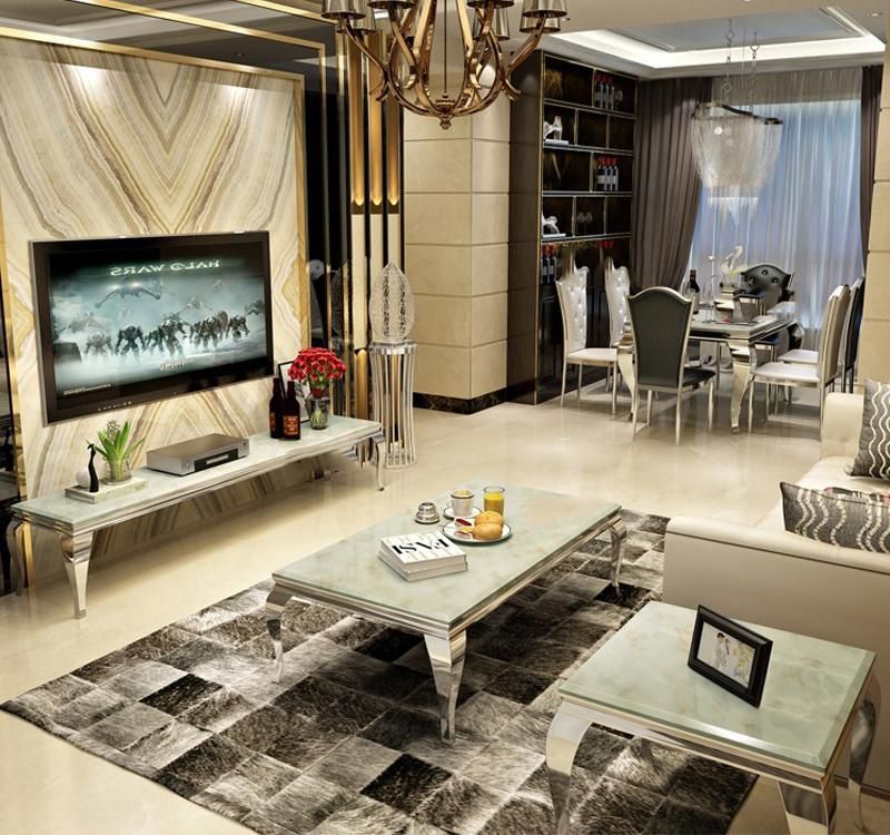 Home Living Room Furniture Marble TV Stand and Coffee Table