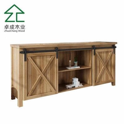 TV Table with Double Sliding Barn Doors