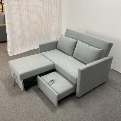 Modern Minimalist Dark Gray Cotton and Linen Sofabed Living Room