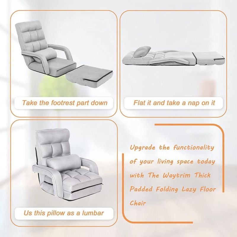 Japanese Style Adjustable Folding Lazy Sofa with Armrests Floor Chair