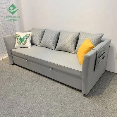 Fashion-Forward Gray Microfiber Leather High Armrest Settee Bed