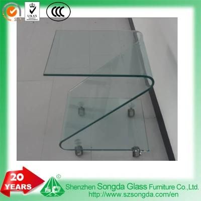 8-12mm Tempered Glass Bent Furniture Side Table Movable Using