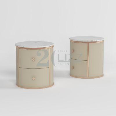 European Modern Design Home Bedroom Furniture Set Luxury Villa Leather Night Stands Beside Table