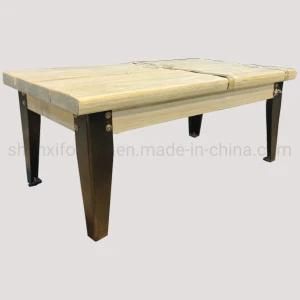 Antique Chinese Old Door Furniture Elm Old Door Coffee Table with Iron Frame
