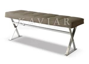 Kaviar Bedroom Furniture Leather &amp; PU with Stainless Steel Legs End Stool (DS104)