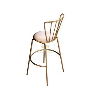 Home Furniture Fabric Seat Polish Gold Stainless Steel Known Down High Back Bar Stool