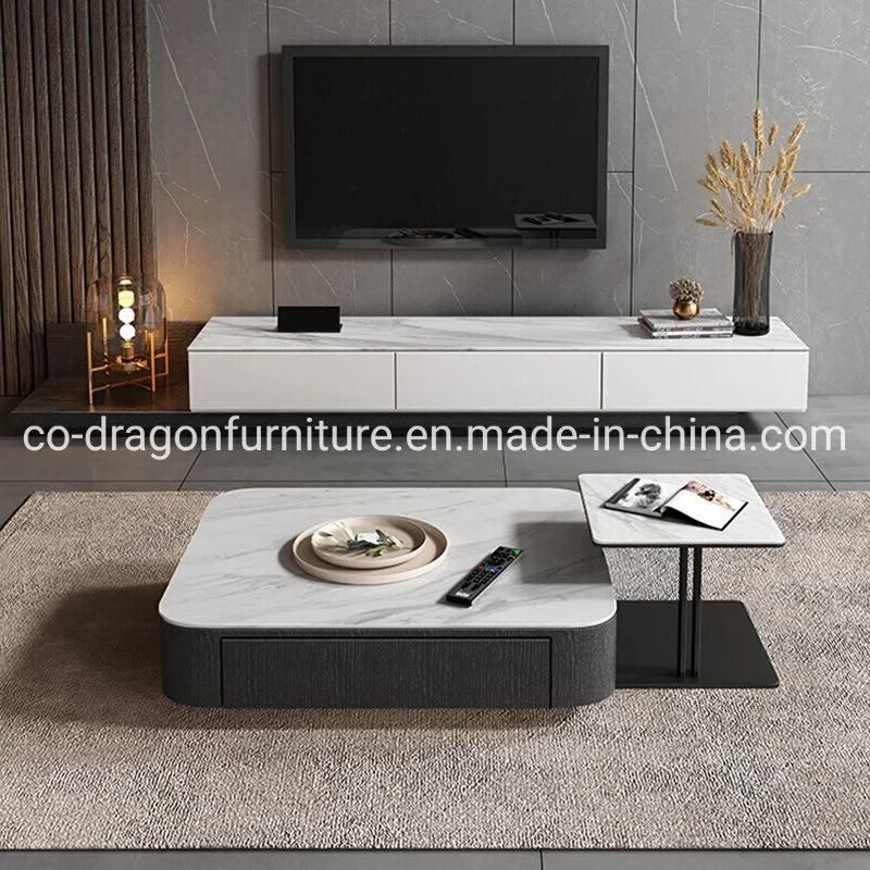 Modern Home Furniture Wooden Coffee Table Group with Marble Top