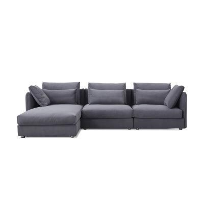 High-End Italian Sytle Living Room Feather Down Lazy Leisure Sofa L Shape Conor Sectional Sofa for Villas