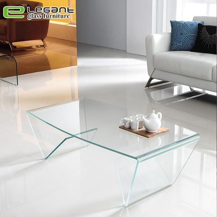 Glass Coffee Table with Black Painting Glass Shelf