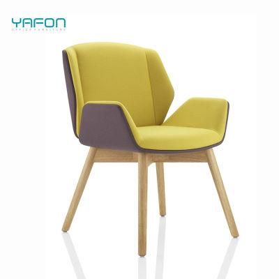 High Quality Office Furniture Modern Solid Wood Legs Fabric Arm Chair Leisure Chair