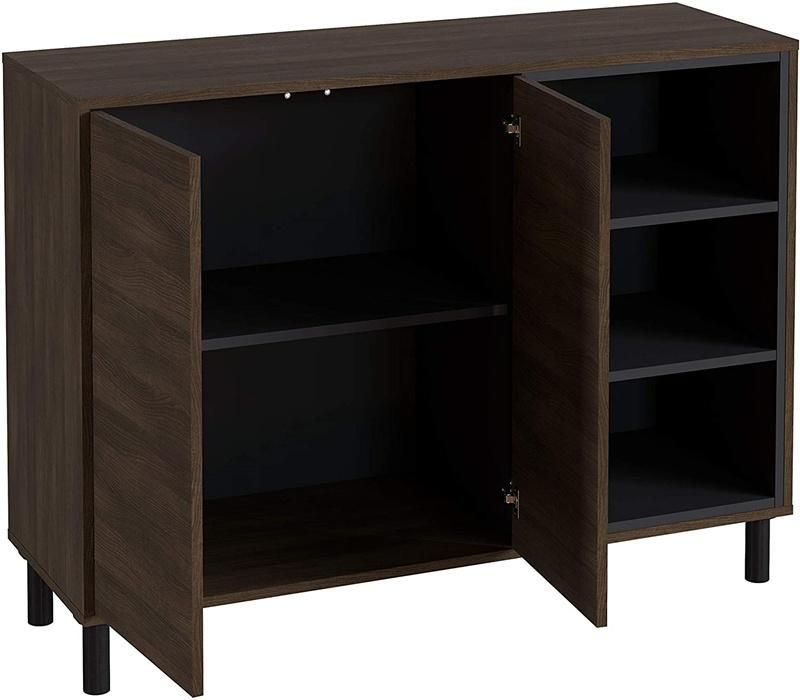 Home Porch Modern Simple Steel-Wood Three-Compartment Storage Cabinet with Doors 0352
