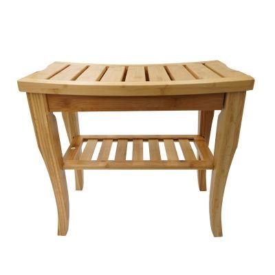 Bamboo Shower Bench Seat Wooden SPA Bench Stool with Storage Shelf Bath Seat Stool Perfect for Indoor