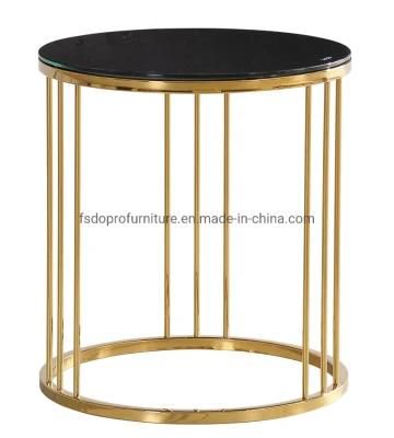 Irregular Golden Vertical Bars End Table