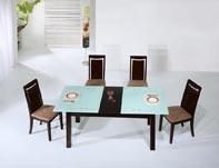 Wood Leg Glass Top Dining Table (D129+CW903)