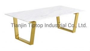 Marble Top Coffee Table Set Stainless Steel Polished Coffee Table