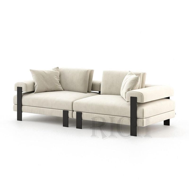 Modern Carbon Steel Leg Fabric Sofa Loveseat