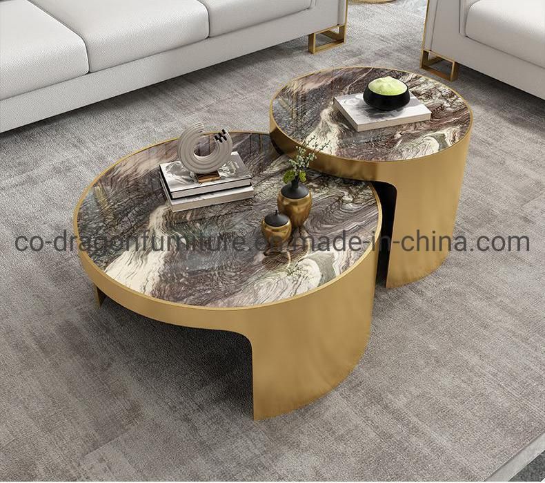 Modern Luxury Marble Top Double Coffee Table for Home Furniture