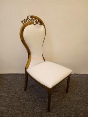 Modern Crown Deco Metal Stainless Steel Round Back White Wedding Chair for Childern