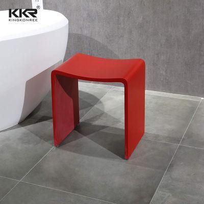 Modern Bath Stool Acrylic Solid Surface Red Color Stone Bathroom Chairs