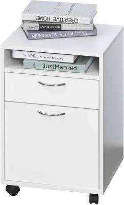 Gdlt Storage Cabinet Two Drawer Open Shelf Metal Handles 4 Wheels Organiser Mobile Printer