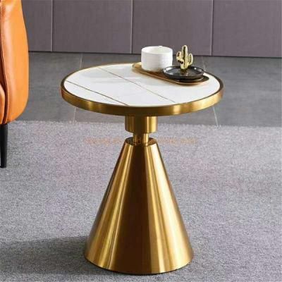 Stainless Steel Metal Living Room Nesting Coffee Table Side End Table with Marble Top Modern Restaurant Furniture