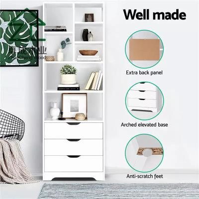 Pull out 4 Shelf Shelves White Bathroom Bookcase